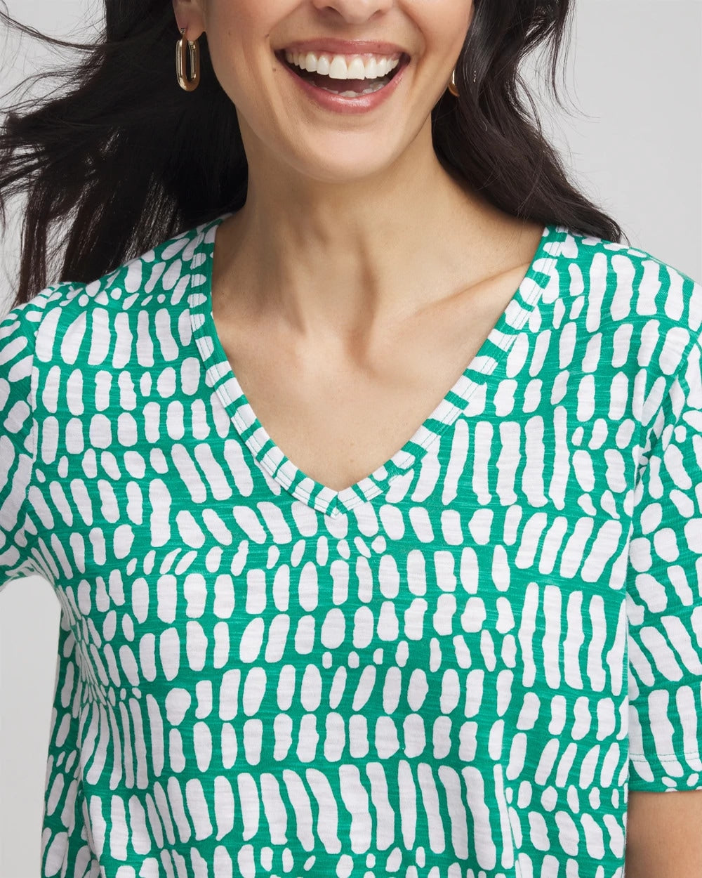 Tropical Short Sleeve Forward-Seam Tee Eden Green - Chico's