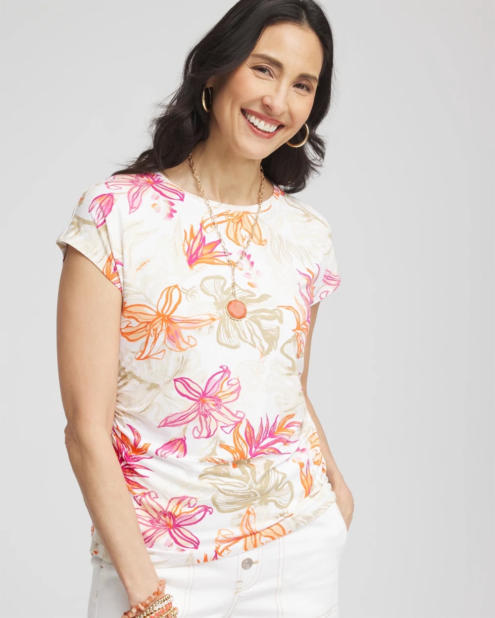 Touch of Cool™ Tropical Floral Dolman Tee Alabaster - Chico's