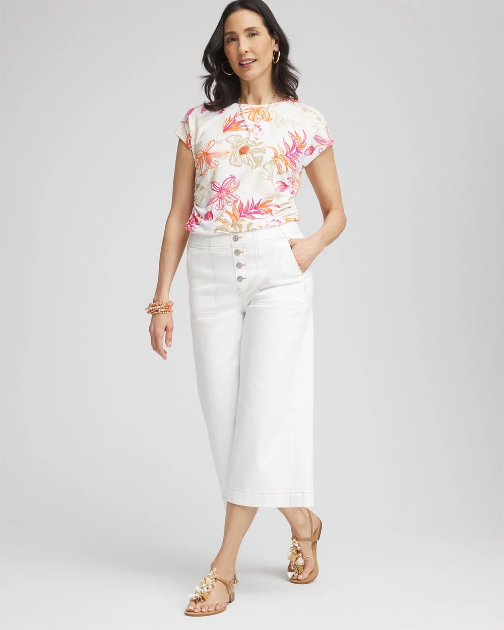 Touch of Cool™ Tropical Floral Dolman Tee Alabaster - Chico's