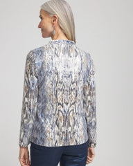 Sequin Reptile Funnel Neck tee Classic Navy - Chico's