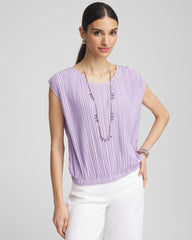 Pleated Bubble-Hem Tee Gentle Lavender - Chico's