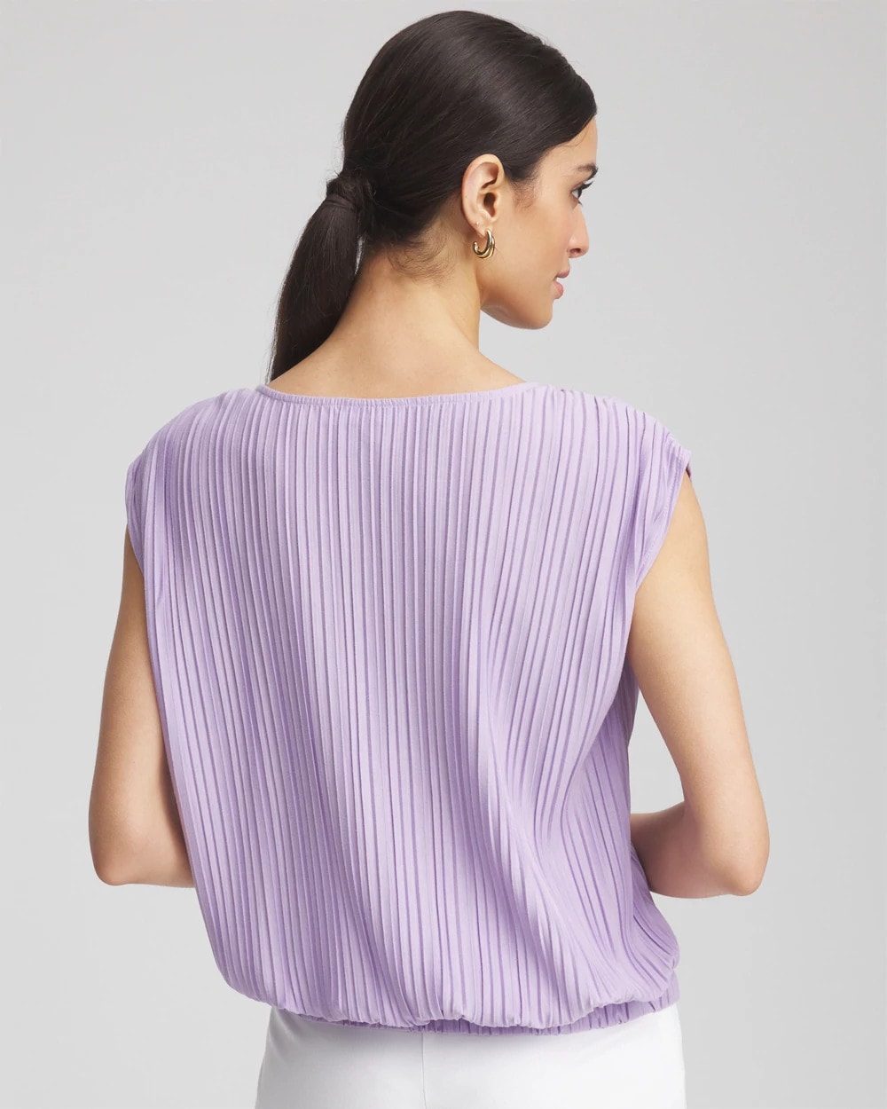Pleated Bubble-Hem Tee Gentle Lavender - Chico's