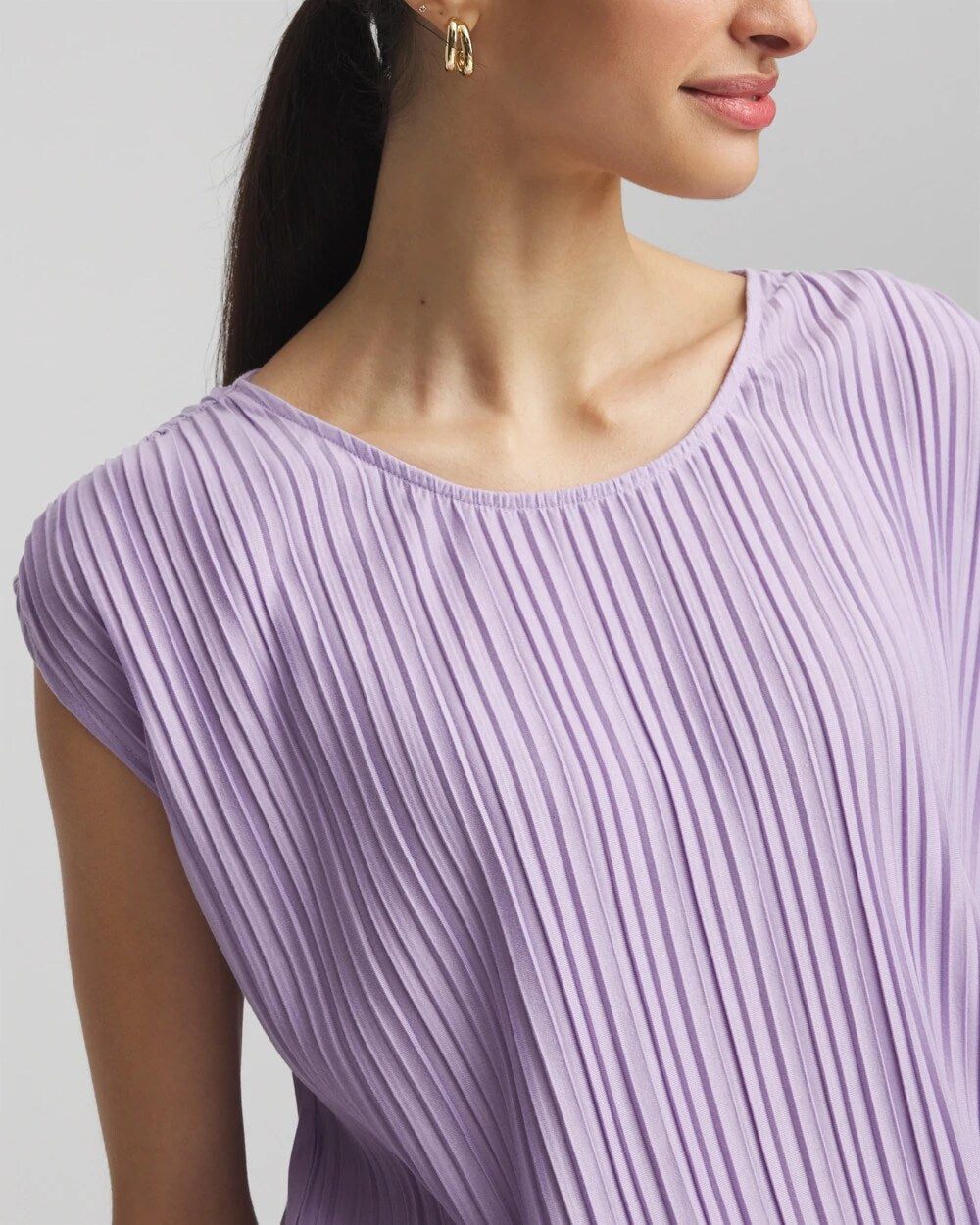 Pleated Bubble-Hem Tee Gentle Lavender - Chico's