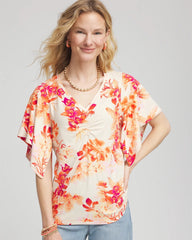 Touch of Cool™ Handkerchief-Sleeve V-Neck Tee Sunset Peach - Chico's
