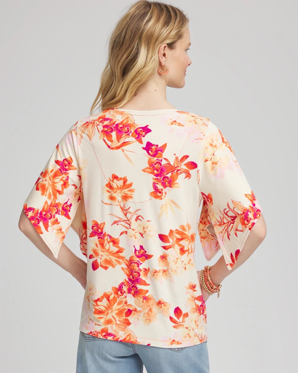 Touch of Cool™ Handkerchief-Sleeve V-Neck Tee Sunset Peach - Chico's