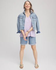 Polka-Dot Short Sleeve Forward Seam Tee Gentle Lavender - Chico's