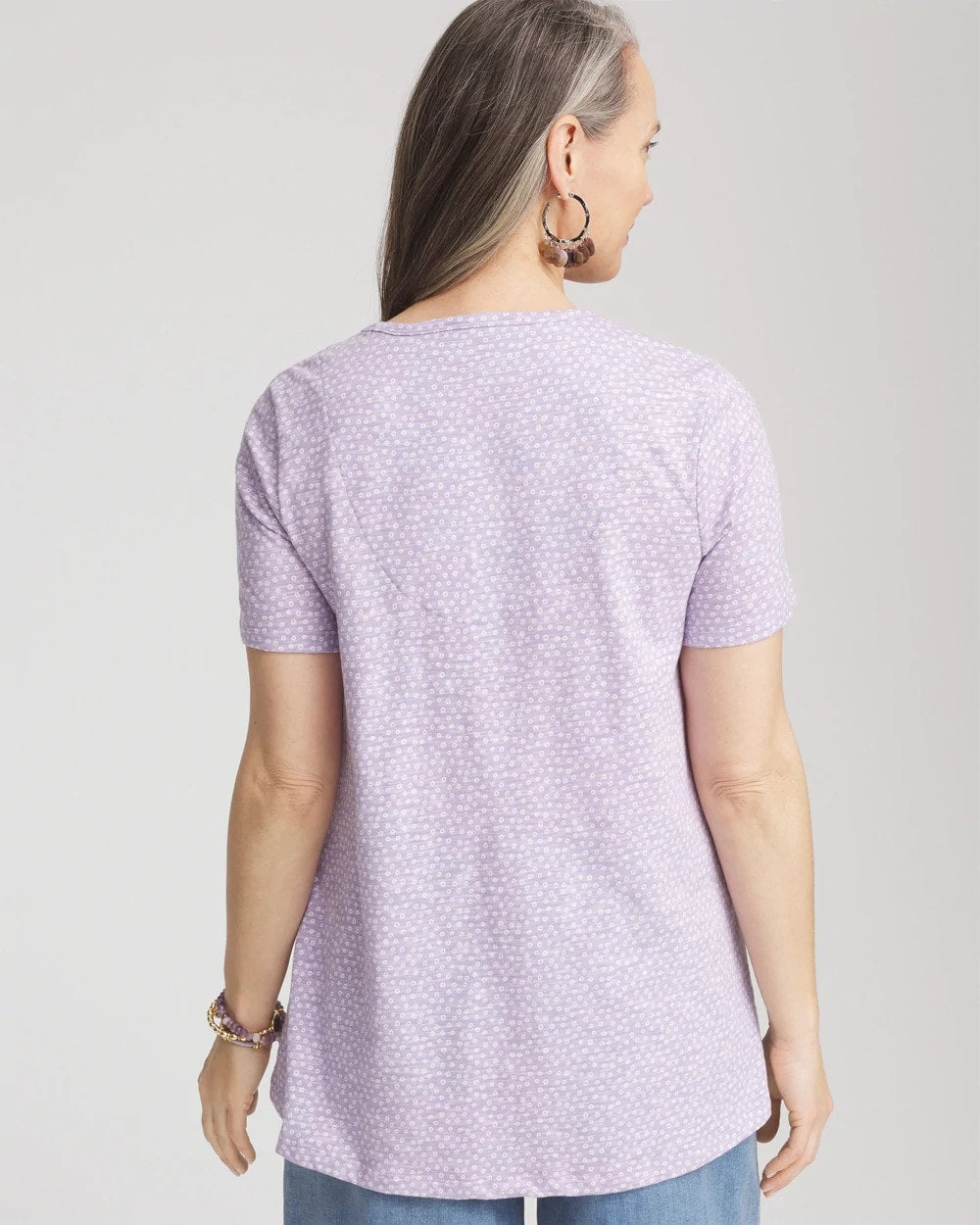 Polka-Dot Short Sleeve Forward Seam Tee Gentle Lavender - Chico's