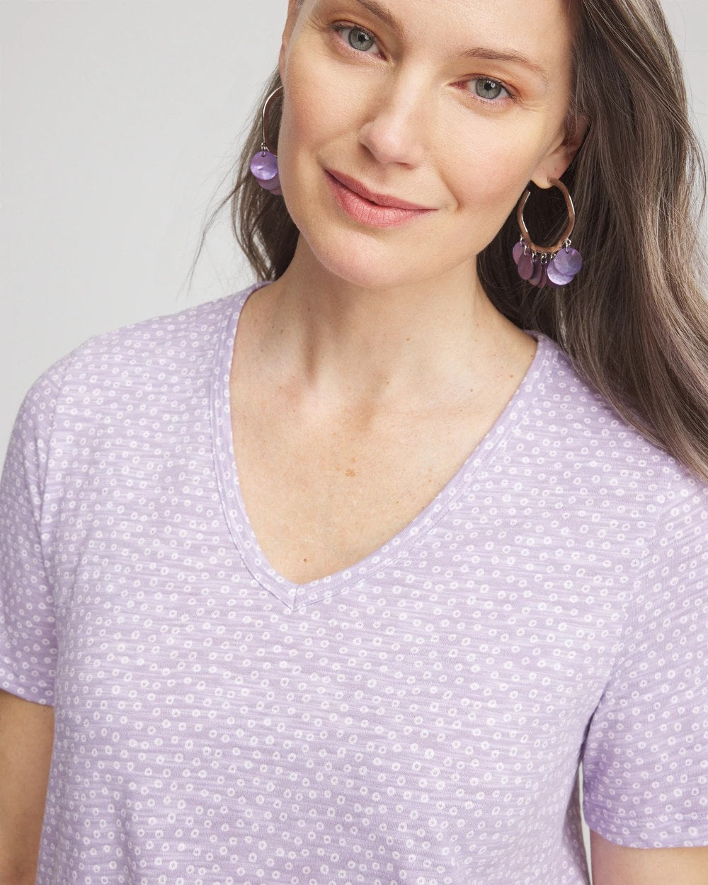Polka-Dot Short Sleeve Forward Seam Tee Gentle Lavender - Chico's