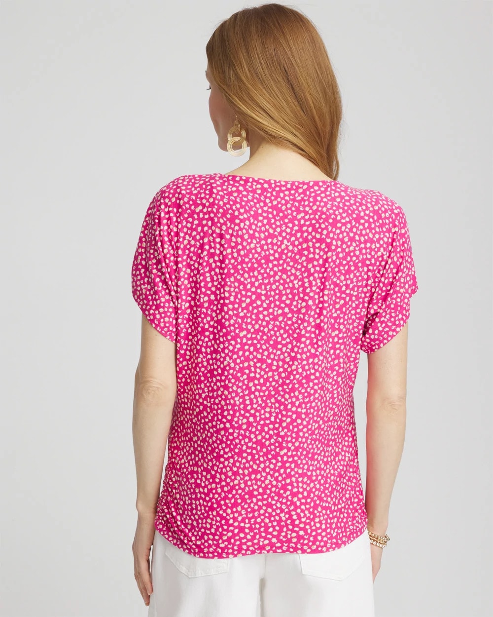 Touch of Cool™ Cheetah Ruched Banded Hem Top Crushed Berries - Chico's