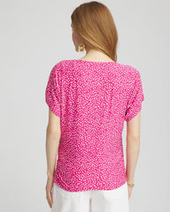 Touch of Cool™ Cheetah Ruched Banded Hem Top Crushed Berries - Chico's