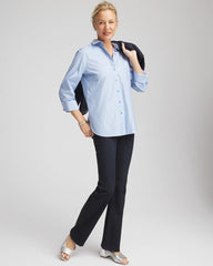 No Iron™ Striped Jacquard Sateen Shirt Tidal Blue - Chico's