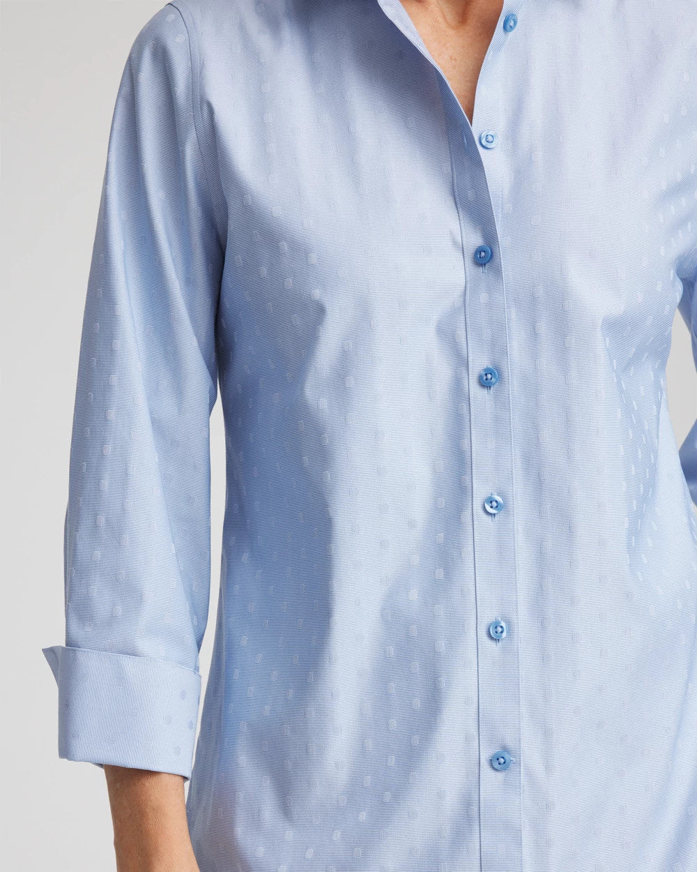 No Iron™ Striped Jacquard Sateen Shirt Tidal Blue - Chico's