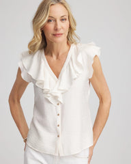 Crepe Ruffle-Trim Blouse Ecru - Chico's