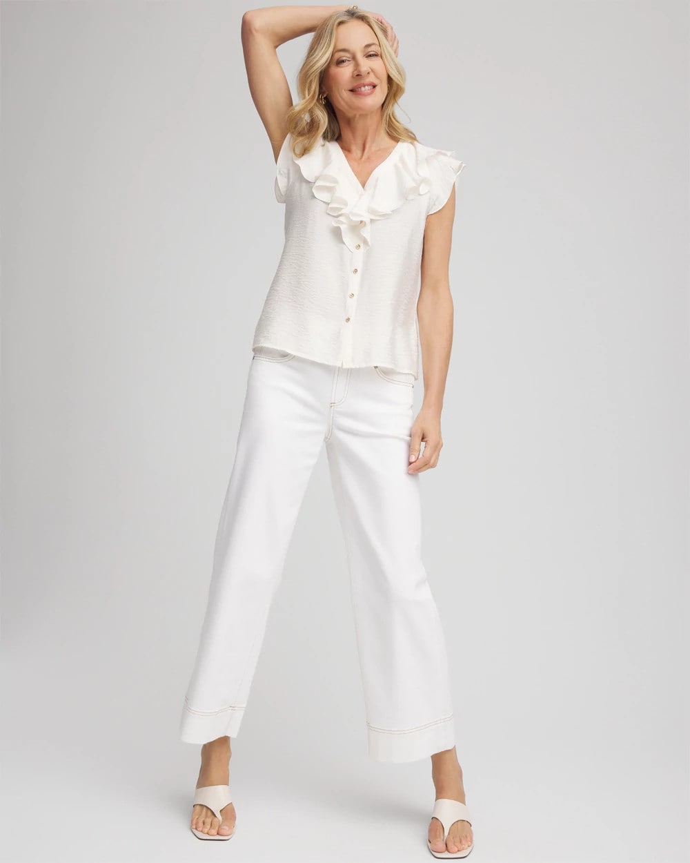 Crepe Ruffle-Trim Blouse Ecru - Chico's