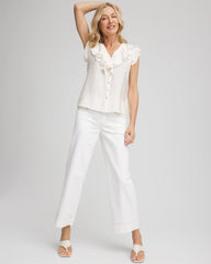 Crepe Ruffle-Trim Blouse Ecru - Chico's
