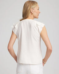 Crepe Ruffle-Trim Blouse Ecru - Chico's