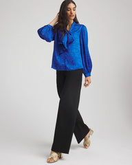 Jacquard Tie-Front Blouse Cobalt Stone - Chico's