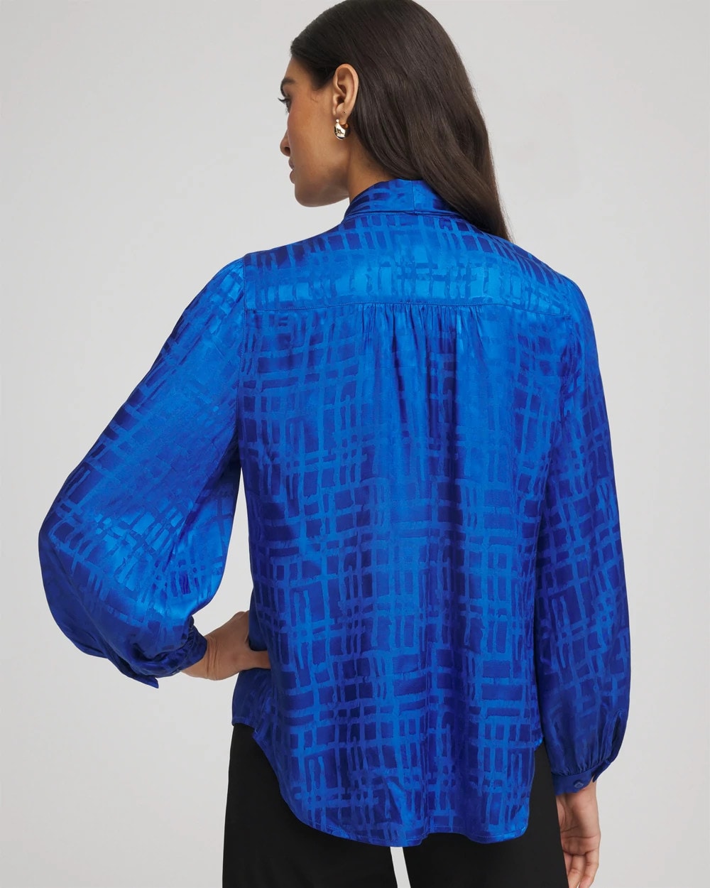 Jacquard Tie-Front Blouse Cobalt Stone - Chico's