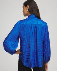 Jacquard Tie-Front Blouse Cobalt Stone - Chico's