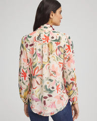 Floral Jacquard Tie-Front Blouse Cashew - Chico's