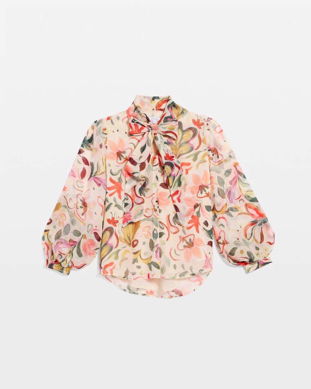 Floral Jacquard Tie-Front Blouse Cashew - Chico's