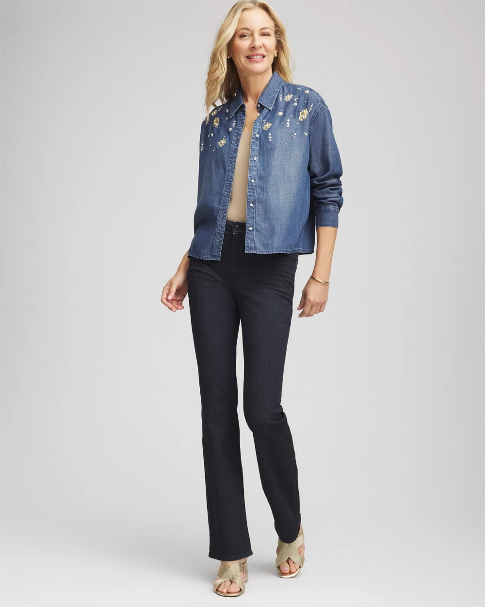 Embellished Tencel Collar Shirt Kiruna Indigo - Chico's