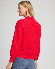 Heart Eyelet Button Down Shirt Love Letter Red - Chico's