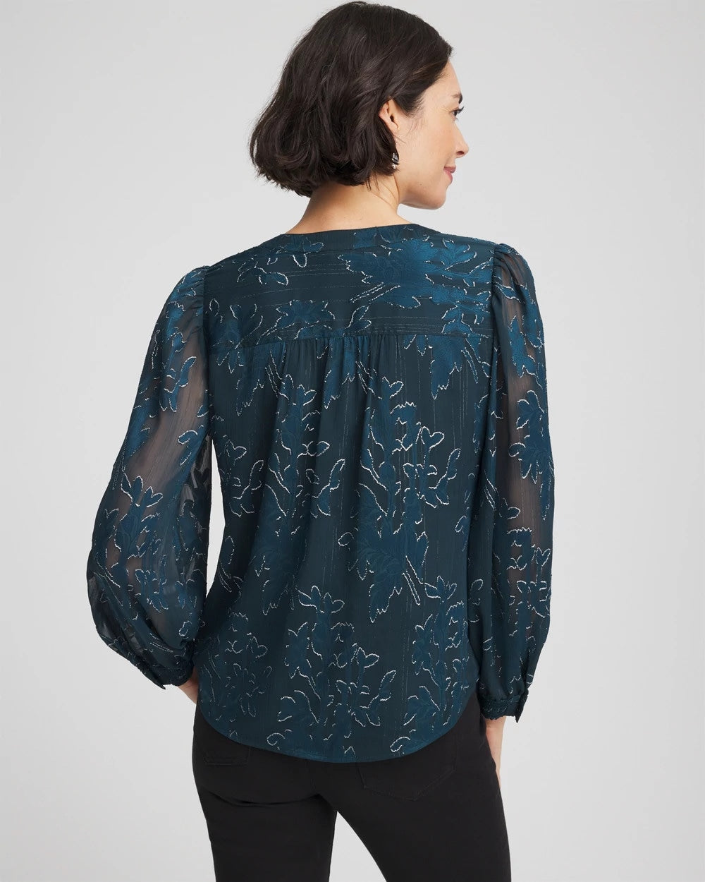 Novelty Texture Blouse Teal Shadow - Chico's