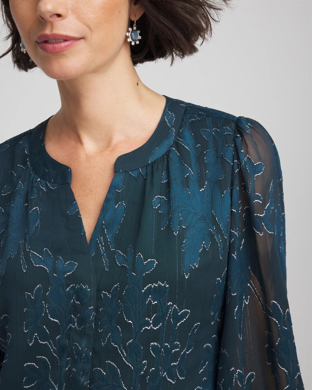 Novelty Texture Blouse Teal Shadow - Chico's