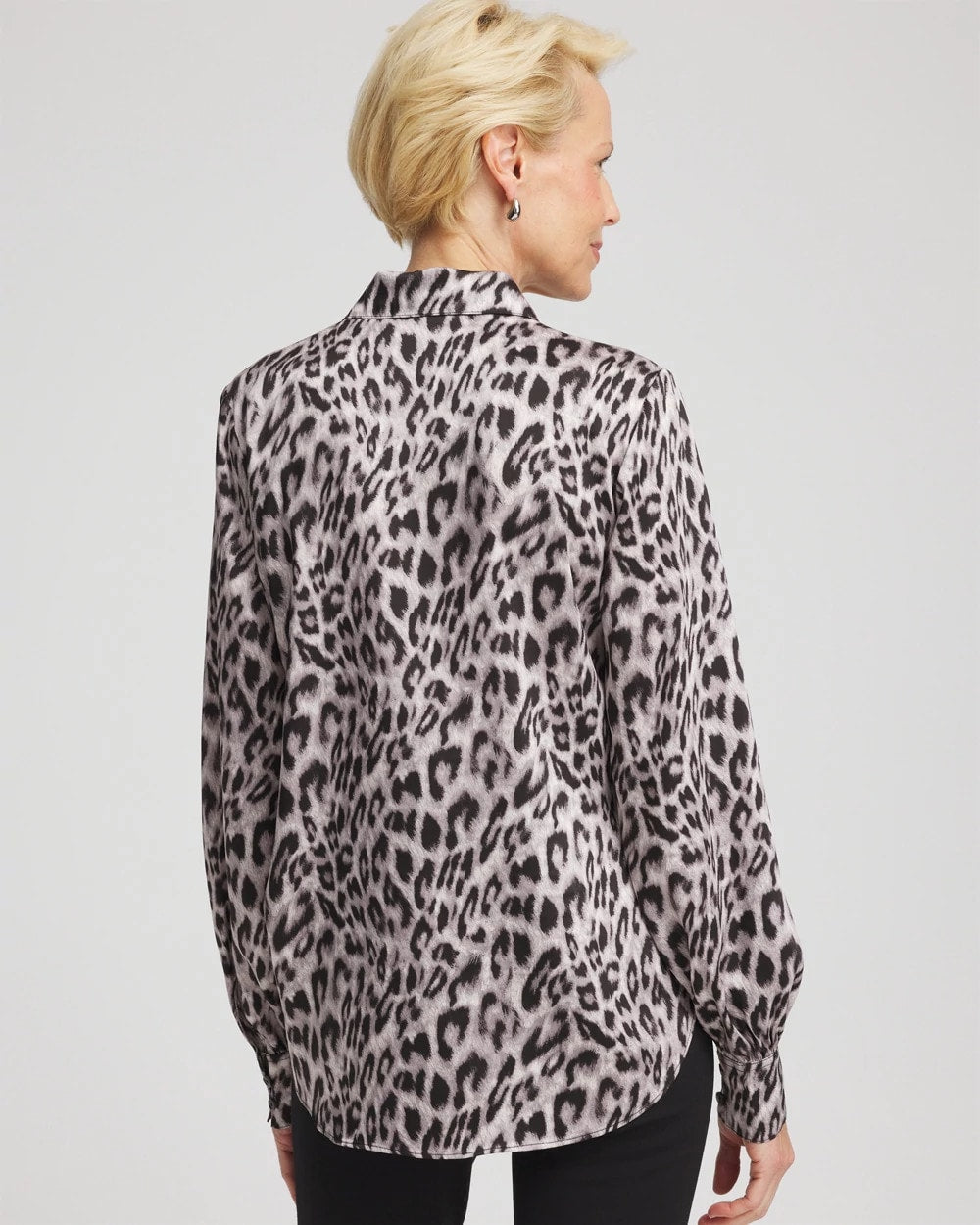 Faux Silk Snowy Animal Shirt Dove Gray - Chico's