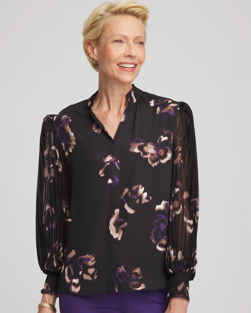 Fjord Flora Opaque Crepe Blouse Black - Chico's