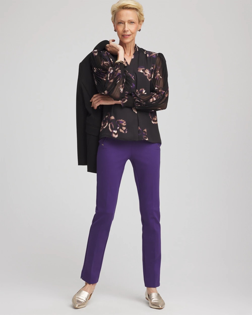 Fjord Flora Opaque Crepe Blouse Black - Chico's