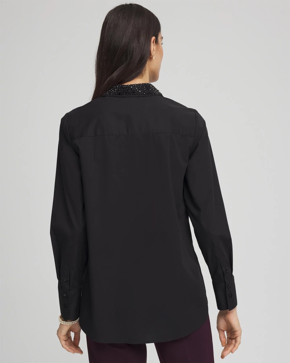 Tonal Jewels Poplin Shirt Black - Chico's