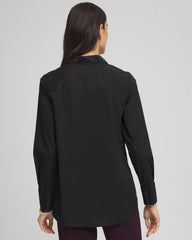 Tonal Jewels Poplin Shirt Black - Chico's