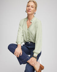 Jacquard Georgette Peasant Blouse Sage Meadow - Chico's