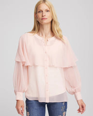 Georgette Cape Blouse Rose Smoke - Chico's
