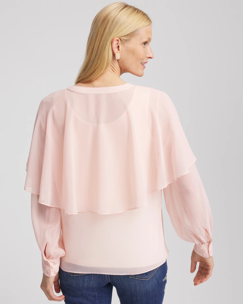 Georgette Cape Blouse Rose Smoke - Chico's