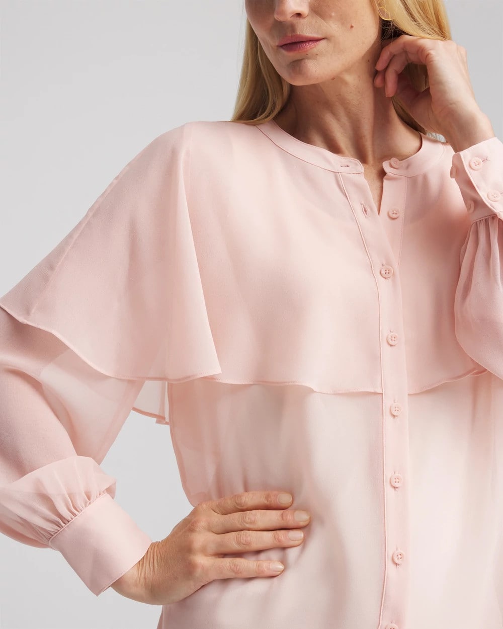 Georgette Cape Blouse Rose Smoke - Chico's