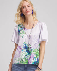 Flutter Sleeve Satin Top Violet - Chico's