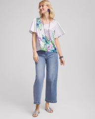 Flutter Sleeve Satin Top Violet - Chico's