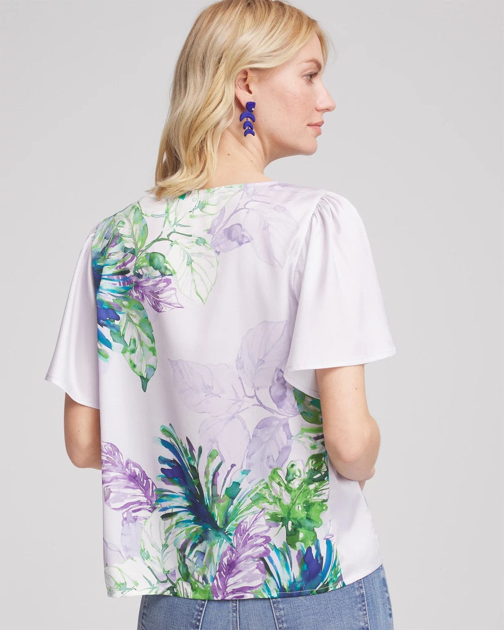 Flutter Sleeve Satin Top Violet - Chico's