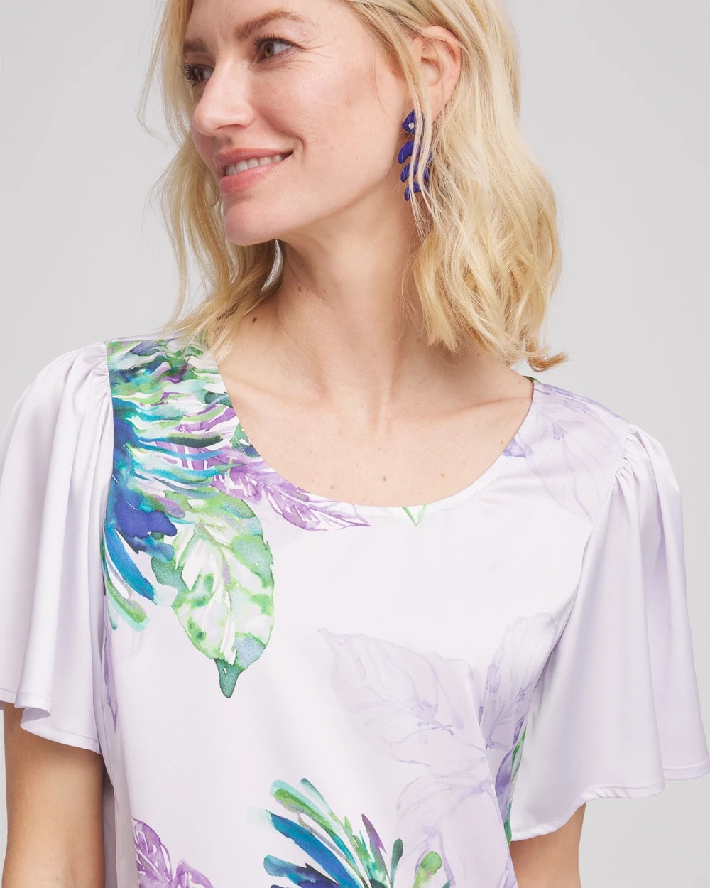Flutter Sleeve Satin Top Violet - Chico's
