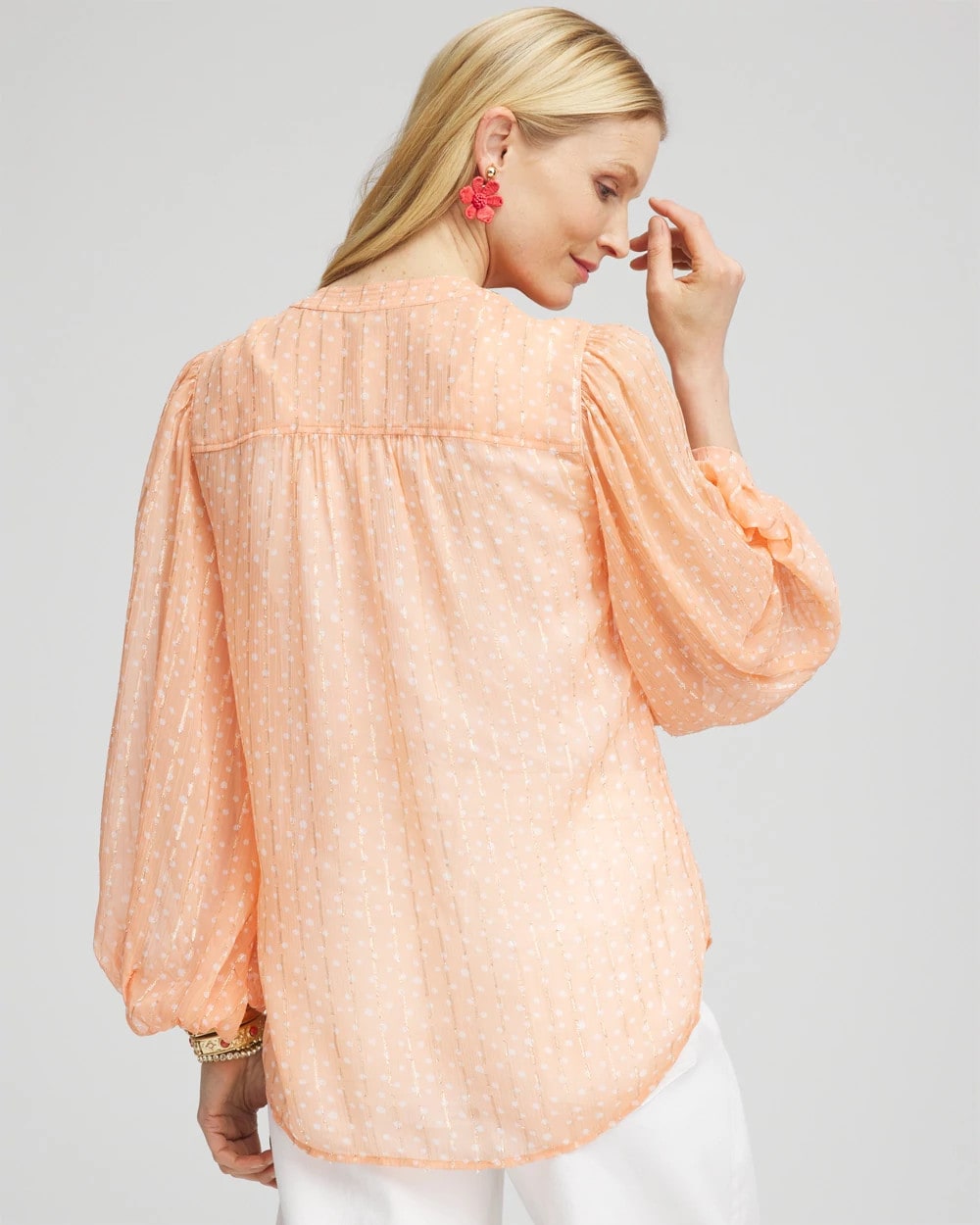 Metallic Jacquard Blouse Coral Blossom - Chico's