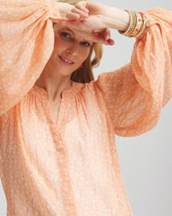 Metallic Jacquard Blouse Coral Blossom - Chico's