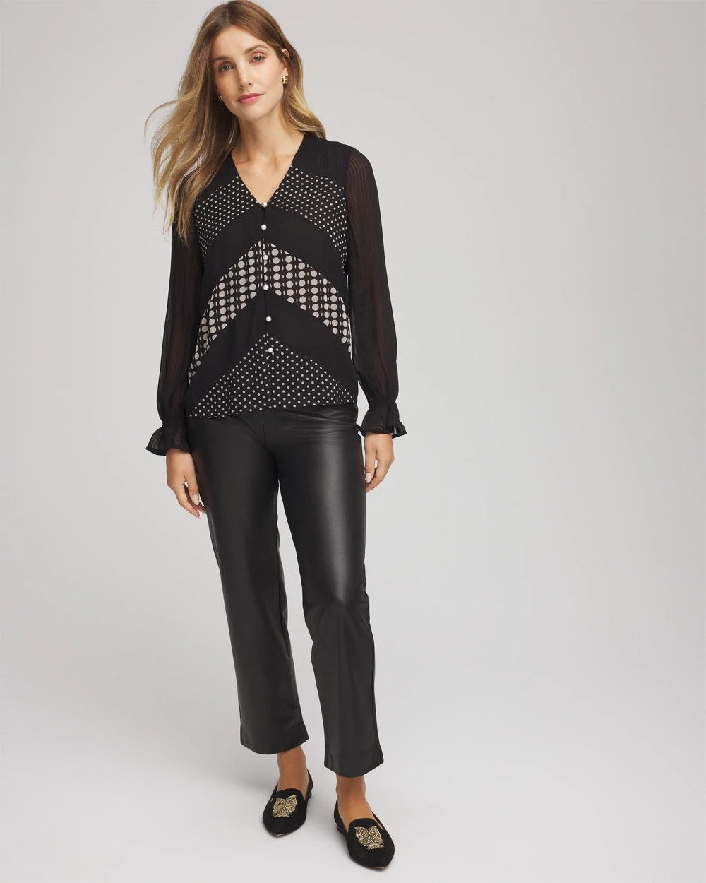 Georgette Polka Dot Blouse Black - Chico's