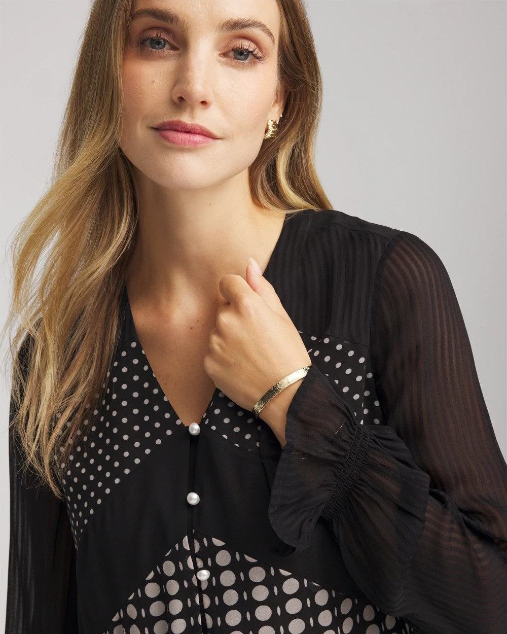 Georgette Polka Dot Blouse Black - Chico's