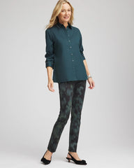 Rhinestone Embellished Poplin Tunic Teal Shadow - Chico's
