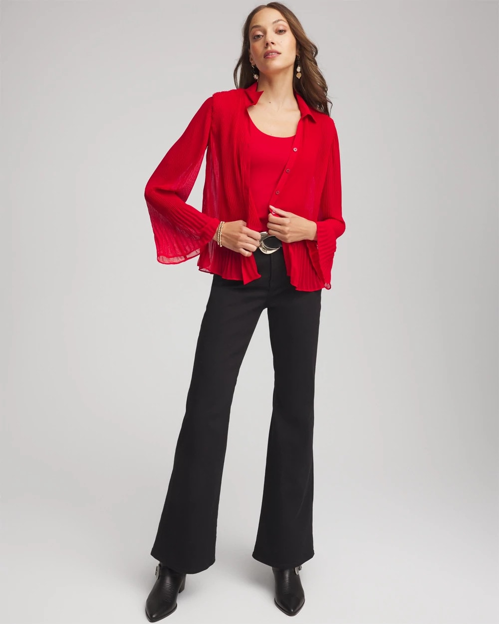 Pleated Georgette Blouse Carmine Red - Chico's