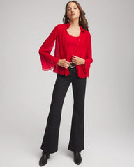 Pleated Georgette Blouse Carmine Red - Chico's