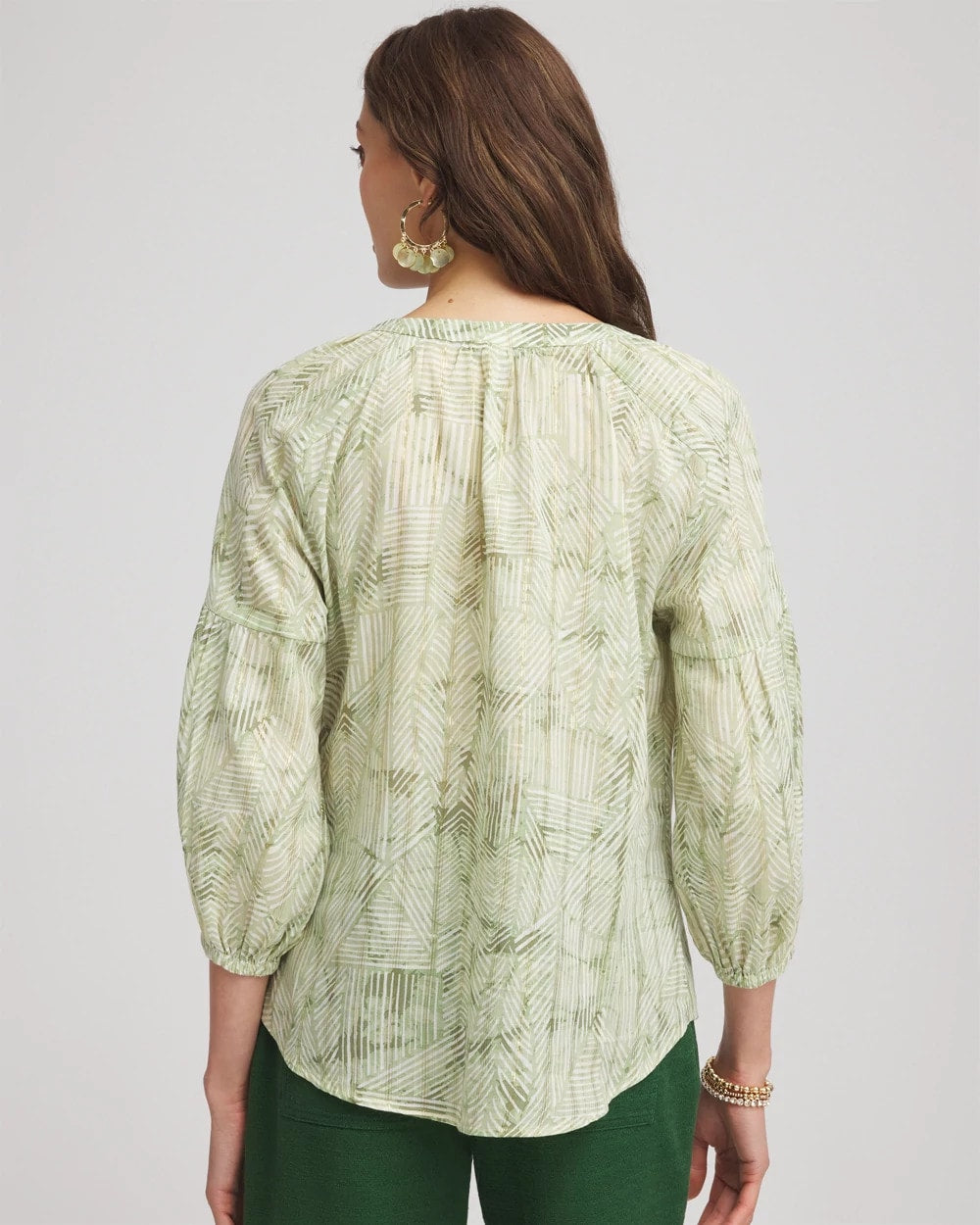 Lurex Stripe Cotton Blouse Salted Lime - Chico's